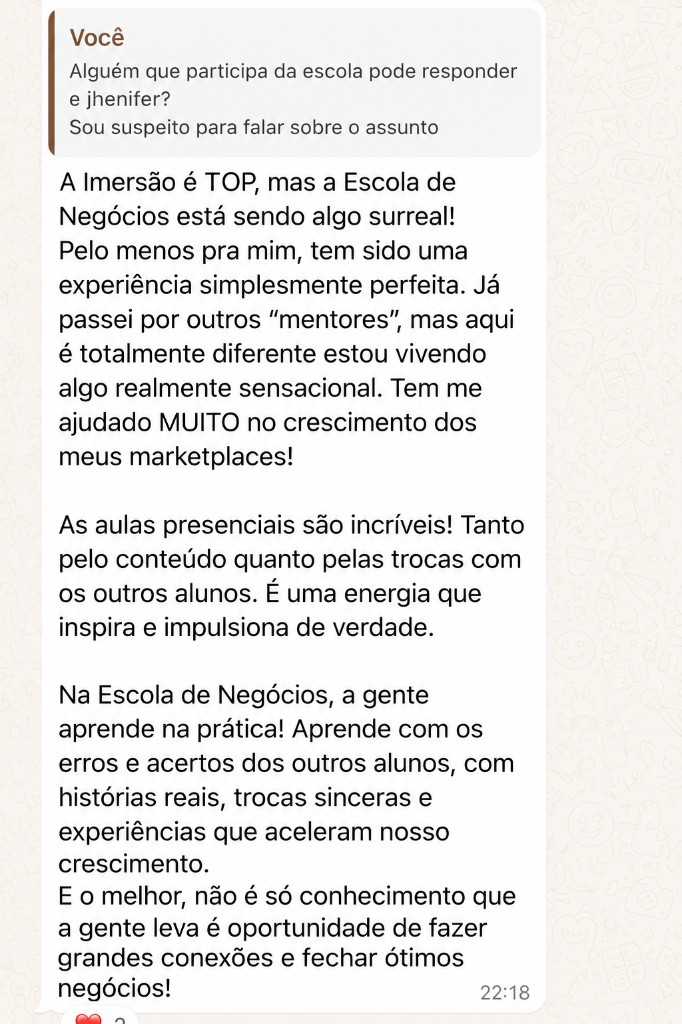 Depoimento aluno Business School
