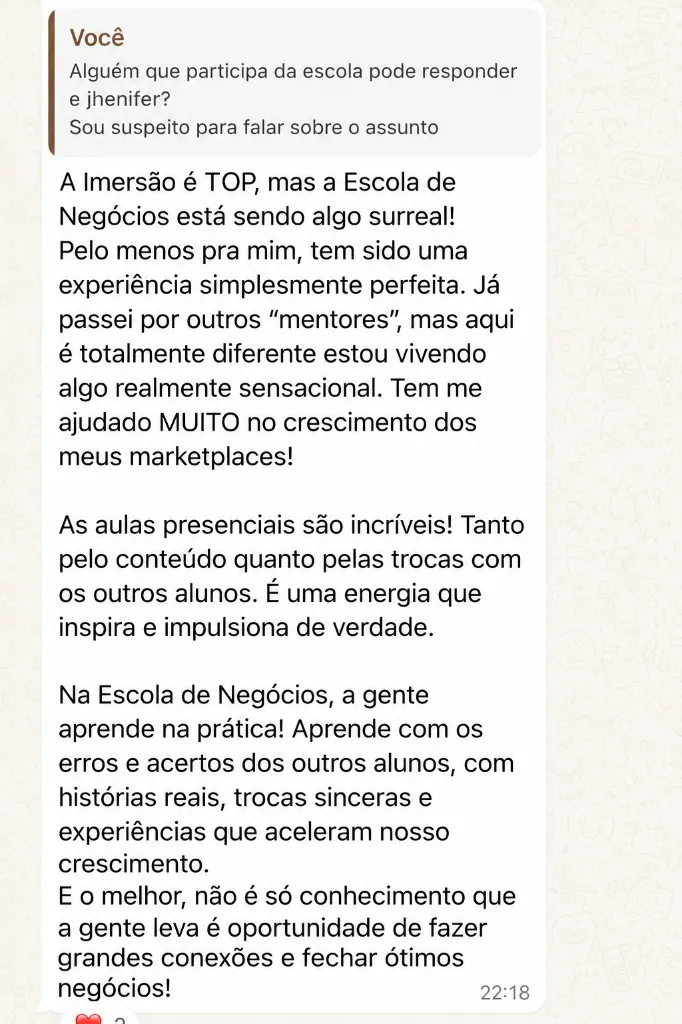 Depoimento aluno Business School